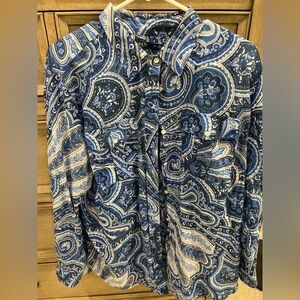 Ralph Lauren Navy and White Paisley Women’s Shirt